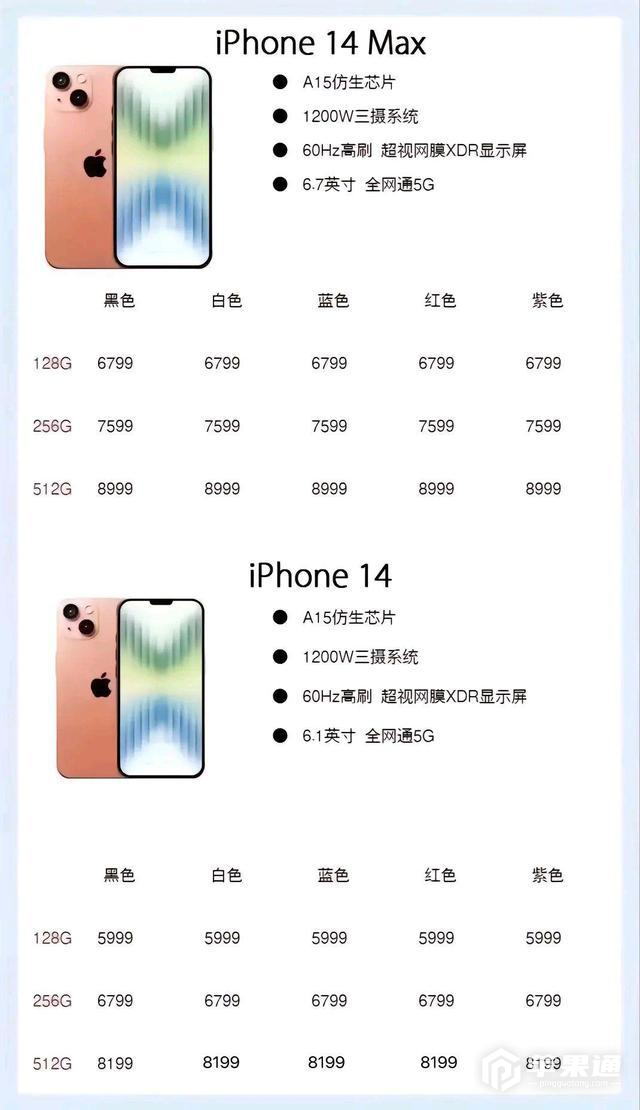 iPhone14全系列价格曝光 最低配版本也要5999元